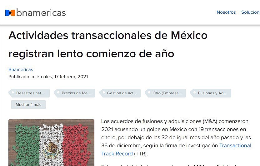 Actividades transaccionales de Mxico registran lento comienzo de ao